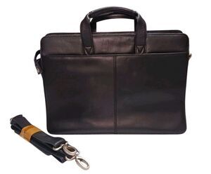 MARK PHILLIPS Black Leather Briefcase & Shoulder Strap Attache Messenger Bag Y2K